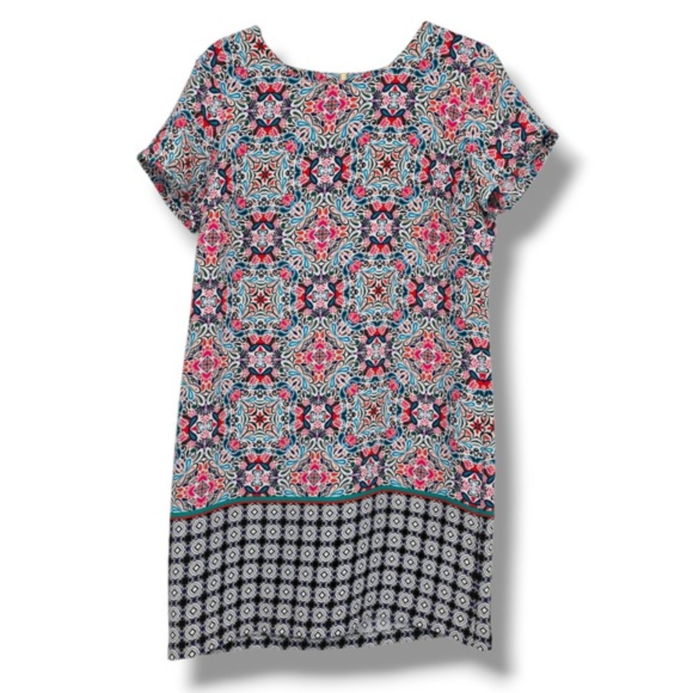 Cynthia Rowley Womens Geometric Floral Shift Dress Multi Color‎ Size 8